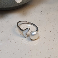Load image into Gallery viewer, Freshwater Whale Tail & Drop Pearl Set, Sterling Silver