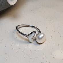 Load image into Gallery viewer, Freshwater Whale Tail & Drop Pearl Set, Sterling Silver