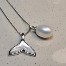 Load image into Gallery viewer, Freshwater Whale Tail & Drop Pearl Set, Sterling Silver
