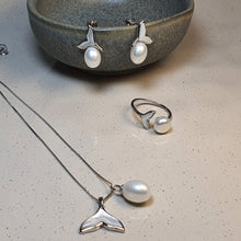 Load image into Gallery viewer, Freshwater Whale Tail & Drop Pearl Set, Sterling Silver