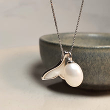 Load image into Gallery viewer, Freshwater Whale Tail & Drop Pearl Set, Sterling Silver