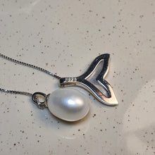 Load image into Gallery viewer, Freshwater Whale Tail & Drop Pearl Set, Sterling Silver
