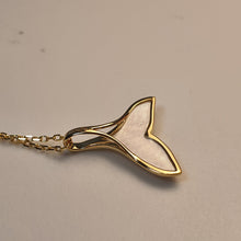 Load image into Gallery viewer, Akoya Pearl & Whale Tail Pendant + Chain, 18K Yellow Gold