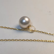 Load image into Gallery viewer, Akoya Pearl & Whale Tail Pendant + Chain, 18K Yellow Gold