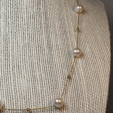 Load image into Gallery viewer, Freshwater Pearl Station Necklace, 18K Yellow Gold