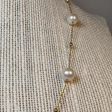 Load image into Gallery viewer, Freshwater Pearl Station Necklace, 18K Yellow Gold