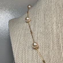 Load image into Gallery viewer, Freshwater Pearl Station Necklace, 18K Yellow Gold