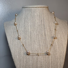 Load image into Gallery viewer, Freshwater Pearl Station Necklace, 18K Yellow Gold