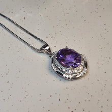 Load image into Gallery viewer, Amethyst Gemstones Necklace, Sterling Silver, Amispearl