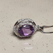Load image into Gallery viewer, Amethyst Gemstones Necklace, Sterling Silver, Amispearl