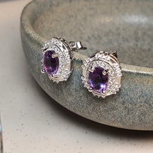 Load image into Gallery viewer, Amethyst Gemstones Jewellery Earrings, Sterling Silver, Amispearl