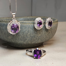 Load image into Gallery viewer, Amethyst Gemstones Jewellery set, Sterling Silver, Amispearl