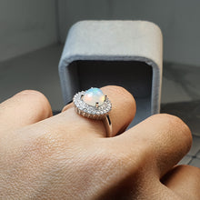 Load image into Gallery viewer, Natural Large Oval Opal Ring, Sterling Silver