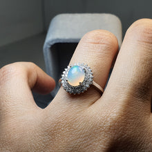 Load image into Gallery viewer, Natural Large Oval Opal Ring, Sterling Silver