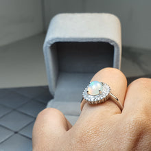 Load image into Gallery viewer, Natural Large Oval Opal Ring, Sterling Silver