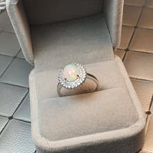 Load image into Gallery viewer, Natural Large Oval Opal Ring, Sterling Silver