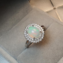 Load image into Gallery viewer, Natural Large Oval Opal Ring, Sterling Silver