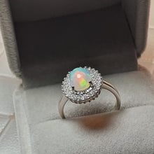 Load image into Gallery viewer, Natural Large Oval Opal Ring, Sterling Silver
