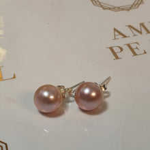 Load image into Gallery viewer, Pink Freshwater Pearl Stud, Sterling silver
