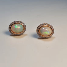 Load image into Gallery viewer, Vintage Style Natural Opal Earrings, Sterling Silver