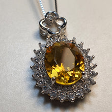 Load image into Gallery viewer, Vintage Style Citrine Gemstone Necklace, Sterling Silver