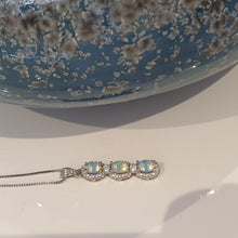 Load image into Gallery viewer, Floating Three Natural Opal Pendant, Sterling Silver