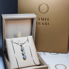 Load image into Gallery viewer, Floating Three Natural Opal Pendant, Sterling Silver