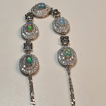 Load image into Gallery viewer, Natural Australians Opal Gemstones Bracelet, Sterling Silver
