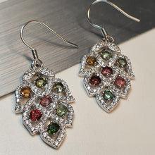 Load image into Gallery viewer, Natural Tourmaline Gemstone Earrings, Sterling Silver