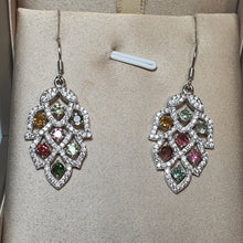 Load image into Gallery viewer, Natural Tourmaline Gemstone Earrings, Sterling Silver