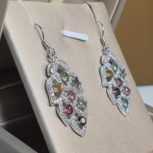 Load image into Gallery viewer, Natural Tourmaline Gemstone Earrings, Sterling Silver
