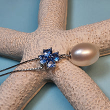 Load image into Gallery viewer, Large Drop Pearl Pendant + Chain, Sterling Silver