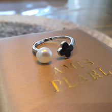 Load image into Gallery viewer, Freshwater Button Pearl & Agate Gemstone Ring, Sterling Silver