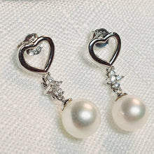 Load image into Gallery viewer, Round Freshwater Pearl Earrings, Sterling Silver