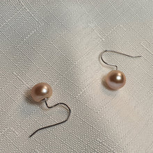 Load image into Gallery viewer, Large Freshwater Pearl Hook Earrings, Sterling Silver