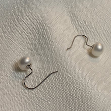 Load image into Gallery viewer, Large Freshwater Pearl Hook Earrings, Sterling Silver