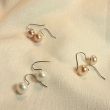 Load image into Gallery viewer, Large Freshwater Pearl Hook Earrings, Sterling Silver