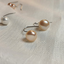 Load image into Gallery viewer, Large Freshwater Pearl Hook Earrings, Sterling Silver
