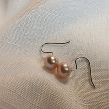 Load image into Gallery viewer, Large Freshwater Pearl Hook Earrings, Sterling Silver