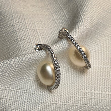 Load image into Gallery viewer, Freshwater Pearl Hook Earrings, Sterling Silver