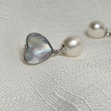 Load image into Gallery viewer, Heart_shape Mother of Pearl & Freshwater Pearl Earrings