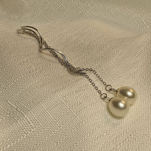 Load image into Gallery viewer, Freshwater Drop Pearl Thread Earrings, Sterling Silver