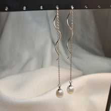 Load image into Gallery viewer, Freshwater Drop Pearl Thread Earrings, Sterling Silver