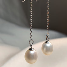 Load image into Gallery viewer, Freshwater Drop Pearl Thread Earrings, Sterling Silver