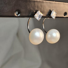 Load image into Gallery viewer, Freshwater Pearl Modern Design Earrings, Sterling Silver