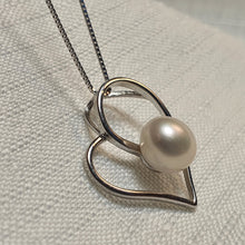 Load image into Gallery viewer, Heart & Freshwater Pearl Pendant, Sterling Silver