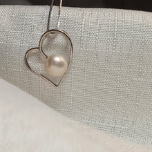 Load image into Gallery viewer, Heart & Freshwater Pearl Pendant, Sterling Silver