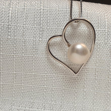 Load image into Gallery viewer, Heart & Freshwater Pearl Pendant, Sterling Silver