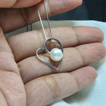 Load image into Gallery viewer, Heart & Freshwater Pearl Pendant, Sterling Silver