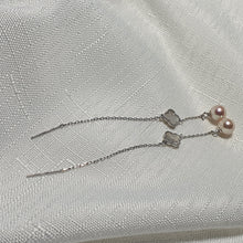 Load image into Gallery viewer, Clover Mother of Pearl & Freshwater Pearl Earrings, Sterling Silver